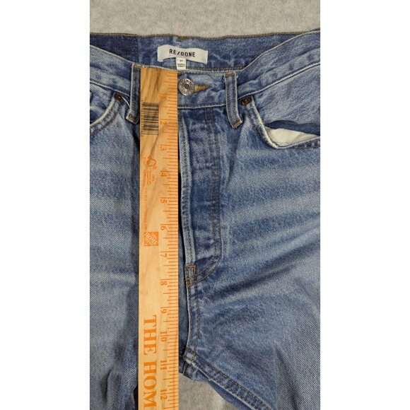 Redone Women Jeans 27x27 70s Stove Pipe Button Fly Straight Light Wash High Rise - Picture 10 of 14